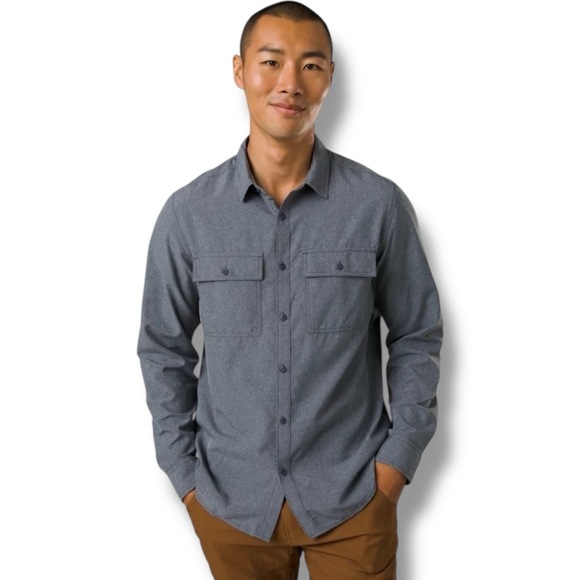 NWT prAna Lost Sol Long Sleeve Shirt Mens Size Extra Large XL - Nautical Heather - Picture 2 of 10